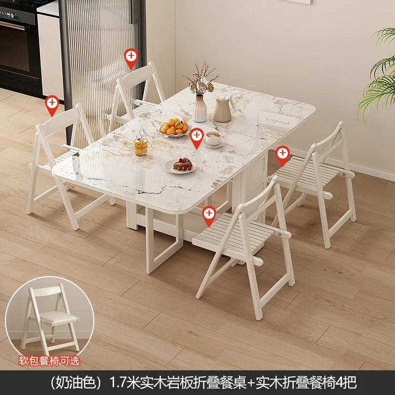 Folding Dining Table Set 6 Vintage Rattan Dining Table Set Modern Luxury Nordic Mesas Pegables Portatil Dining Room Furniture