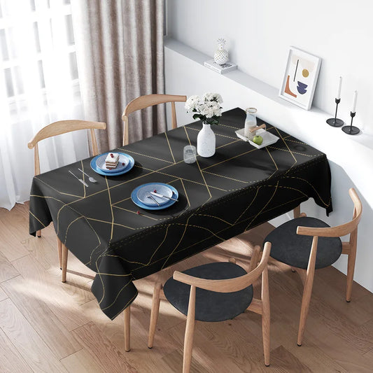 Luxury Dining Tablecloth Modern Geometric Design Kitchen Decoration Solid Black Yellow Gold Colorful Table Cover Rectangular Sha