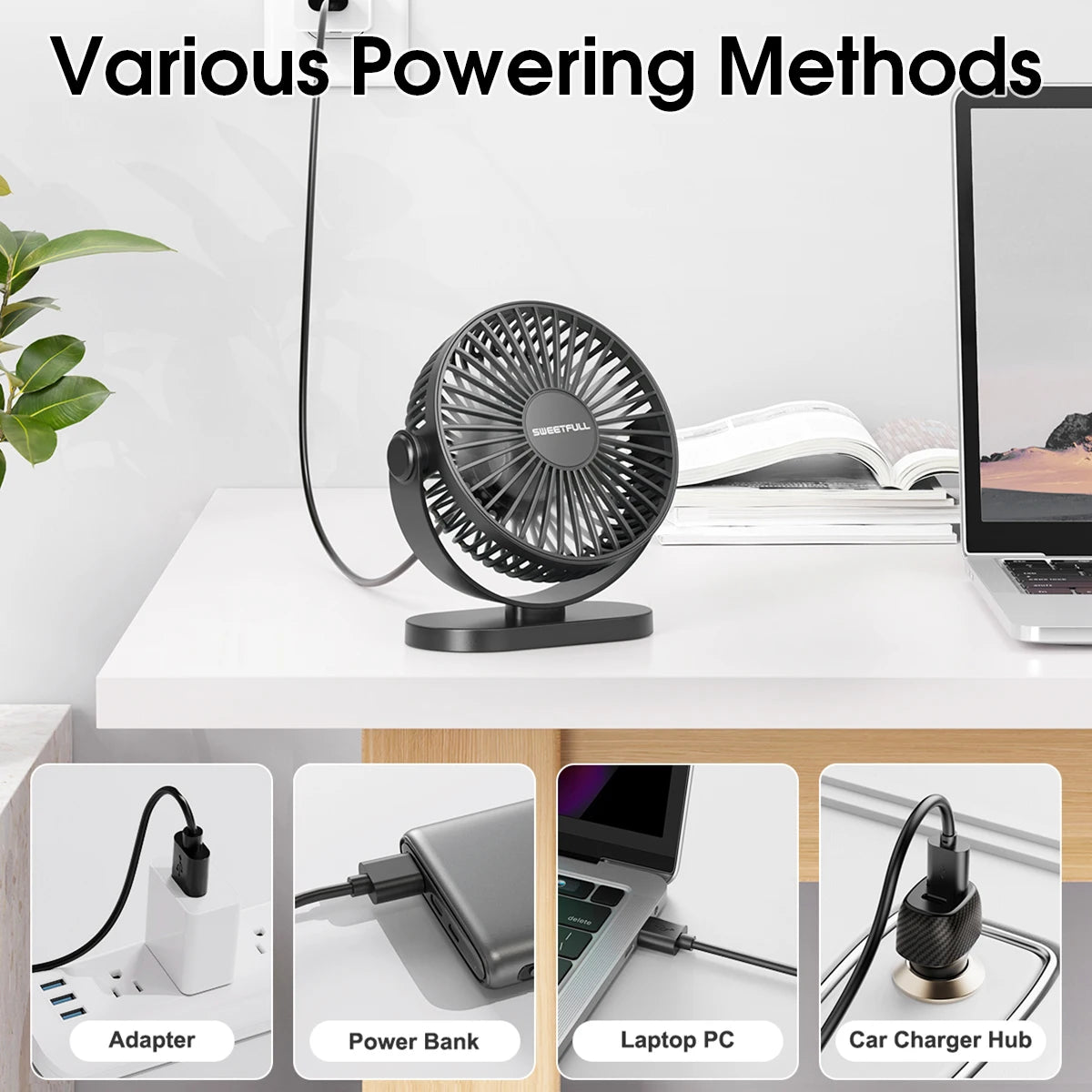 Electric Fan Portable Cooling Laptops Silent USB Fan Three Speed Adjustment for Home Office Desktop Outdoor Camping Mini Fan
