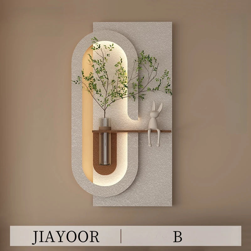 Entrance Decorations LED Wall Lamp Green Plant Corridor Hallway Modern Hanging Painting Lustre Living Room Home Vase Mural Light