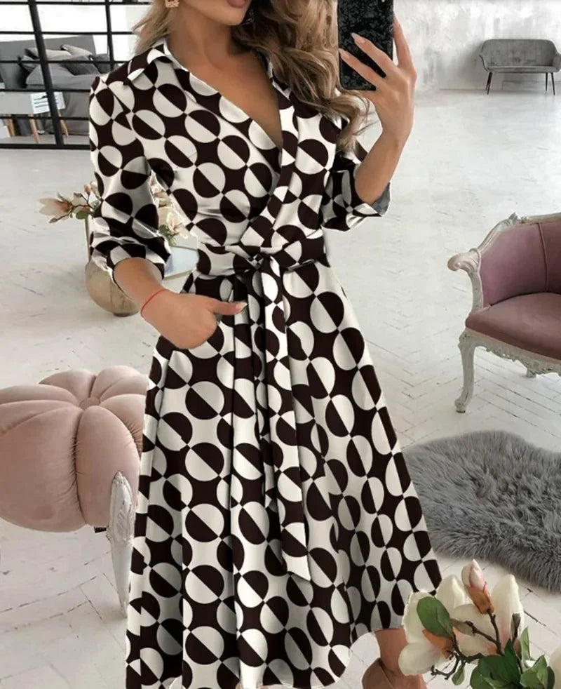 Women's Clothing Dress for Women Dress Spring Autumn Fashion Office Ruched Dress Long-sleeved V-neck Red Black Blue Bag Hip