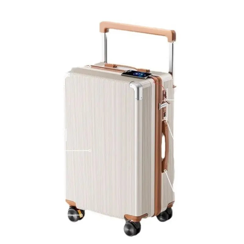 2025 new luggage with wide pull rod, shock-absorbing brake, large capacity travel case, 20 inch boarding case, password box