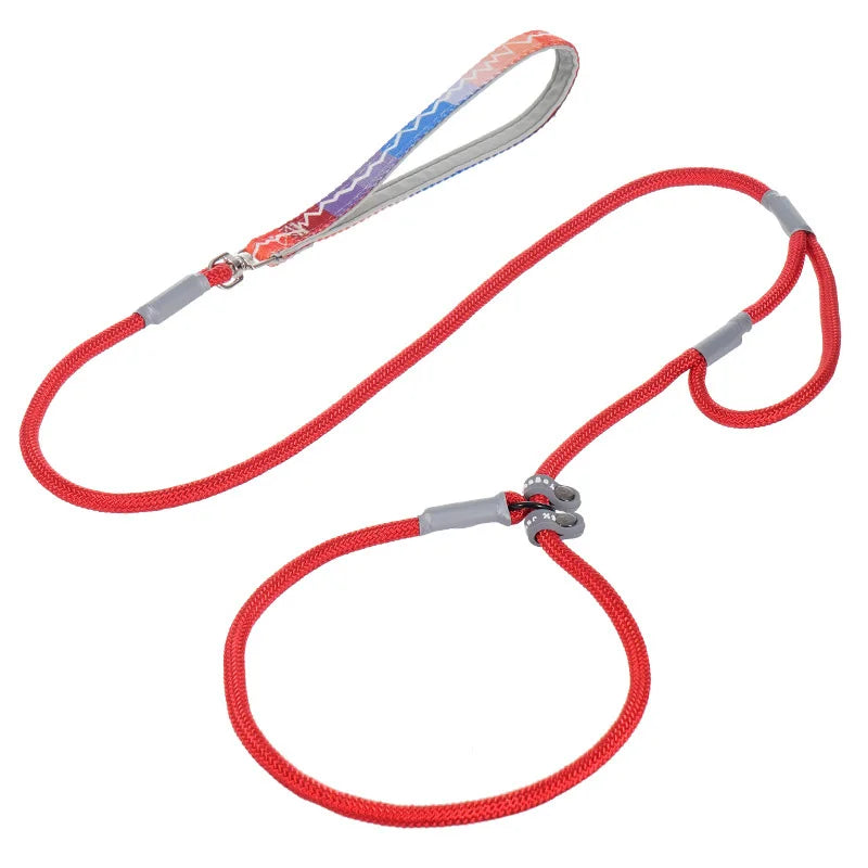Dog Collar Leash Slip Chains Leads Strong Double Handle Nylon Rope No Pull Pet Training Leash Medium Dogs Puppy Traction Rope
