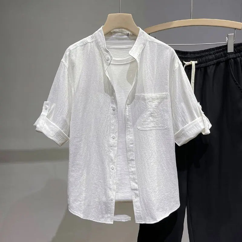 Men's Clothing Summer Linen Sun Protection Shirt Jacket Lightweight Breathable UV-Resistant Casual Outdoor Wear Fashionable