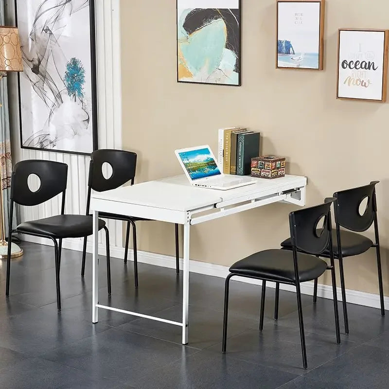 Portable Folding Dining Tables Metal Wall Storage Shelf Multifunctional Restaurants Tables Extendable Dining Room Furniture