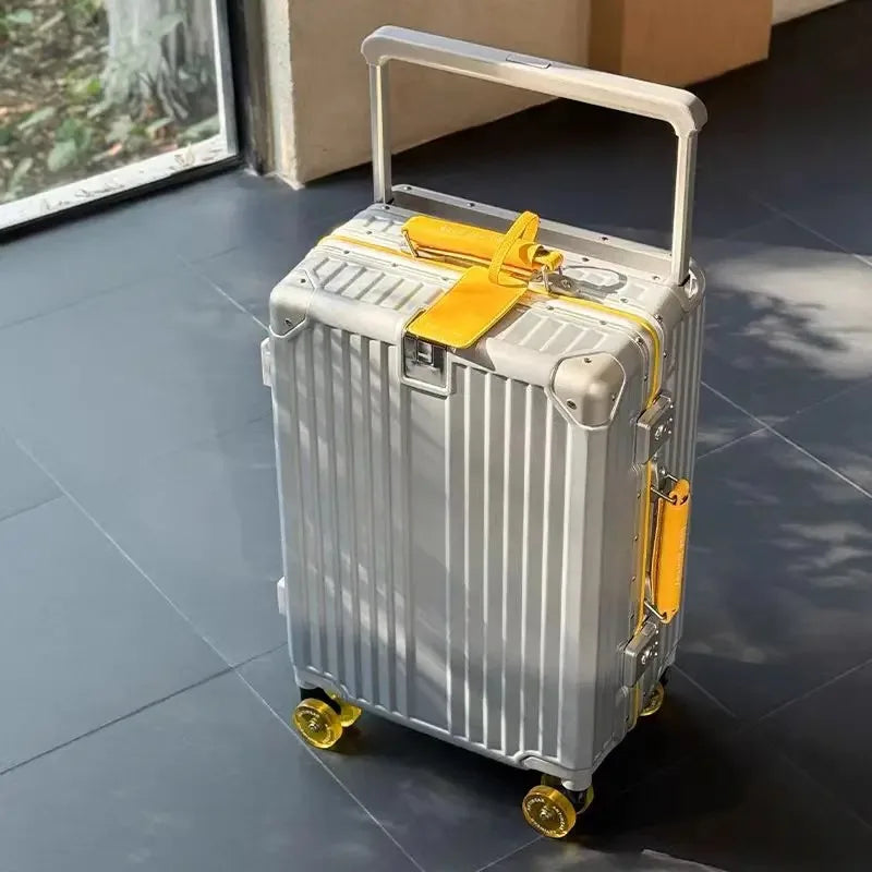 Wide Handlebar Suitcase Rolling Luggage Large Capacity Aluminum Frame Trolley Case with Colorful Silent Spinner Wheels TSA Lock