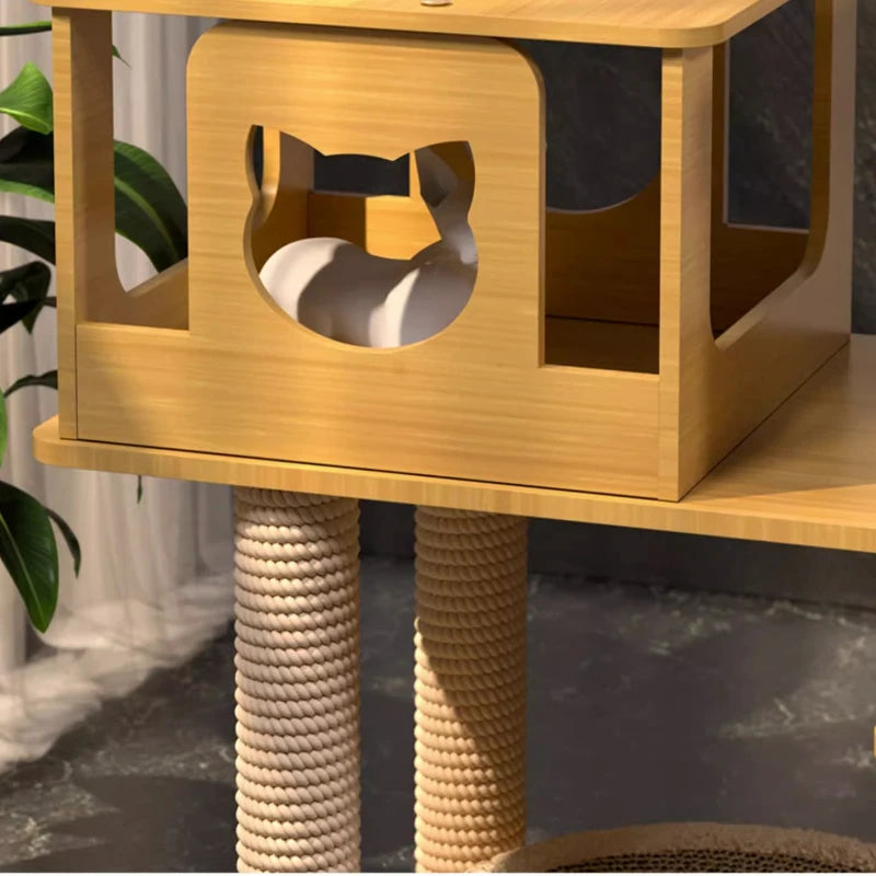 Tree Tower House for Large Cats, Claws, Sofa Protection, Cats with Scrapers, Wooden Cat Scratcher, Beds and Furniture