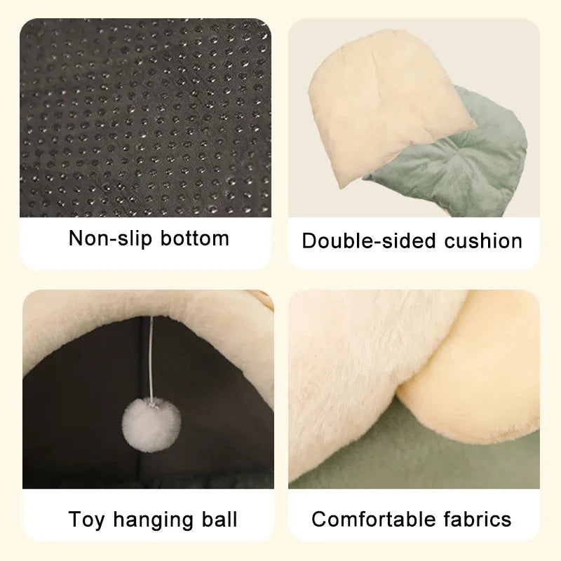 Cartoon Deep Sleep Cat Bed Pet Bed Foldable Removable Washable Pet Sleeping Bed for Small Dog Mat Bag Cave Cats Bed Pet Supplies