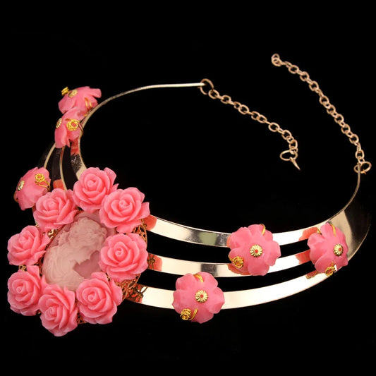 Dudo African Dubai Jewelry Set For Women With Pink Coral Flowers