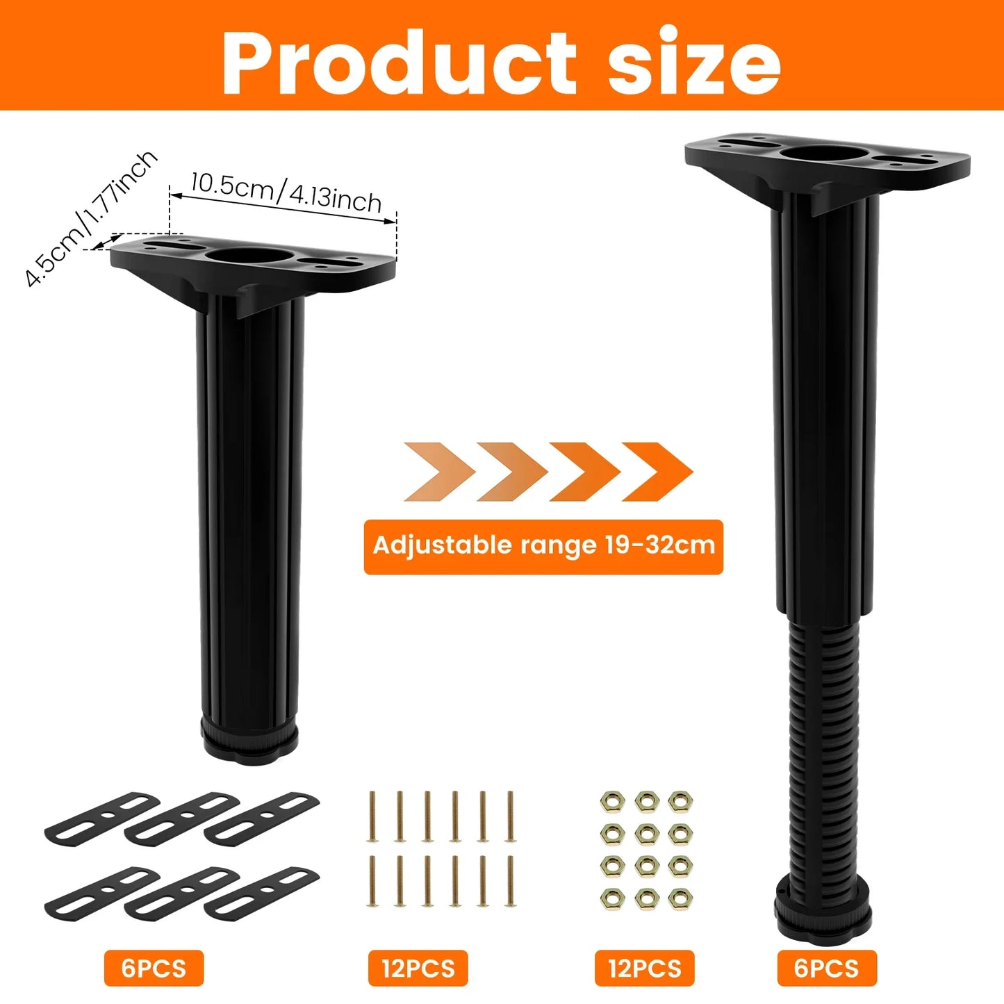 6Pcs Upgraded Telescopic Bed Beam Support Foot Adjustable Frame Centre Slats Support Leg Bed Bottom Load Bearing Bracket
