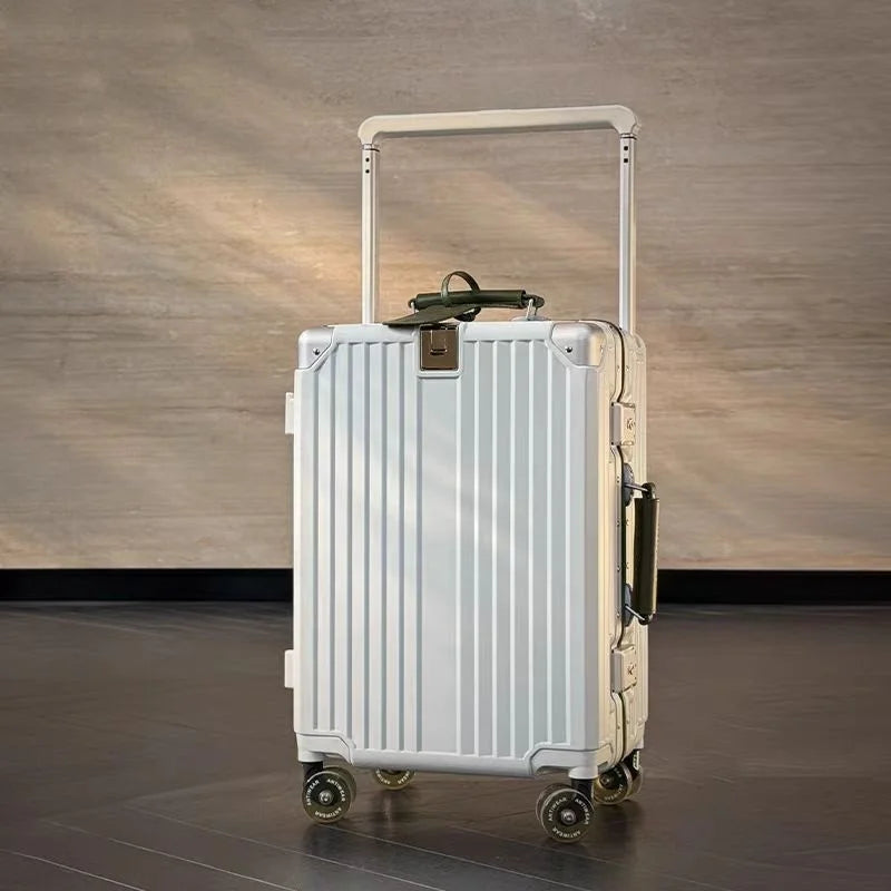 Wide Handlebar Suitcase Rolling Luggage Large Capacity Aluminum Frame Trolley Case with Colorful Silent Spinner Wheels TSA Lock