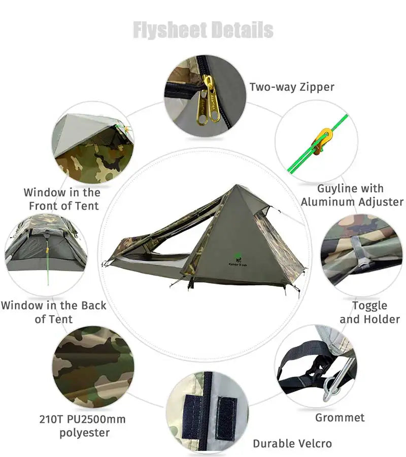 Ultralight One Person Tent Two Layers Outdoor Camping Survival Single Tent