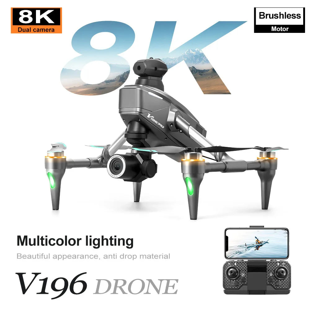 2025 drone professional 8K dual-lens high-definition aerial photography 5g obstacle avoidance brushless motor RC quadcopter toy。