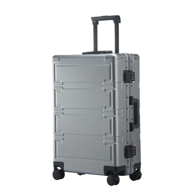 German all-aluminum luggage men women student fashion trolley suitcase metal aluminum travel luggage luxury boarding case