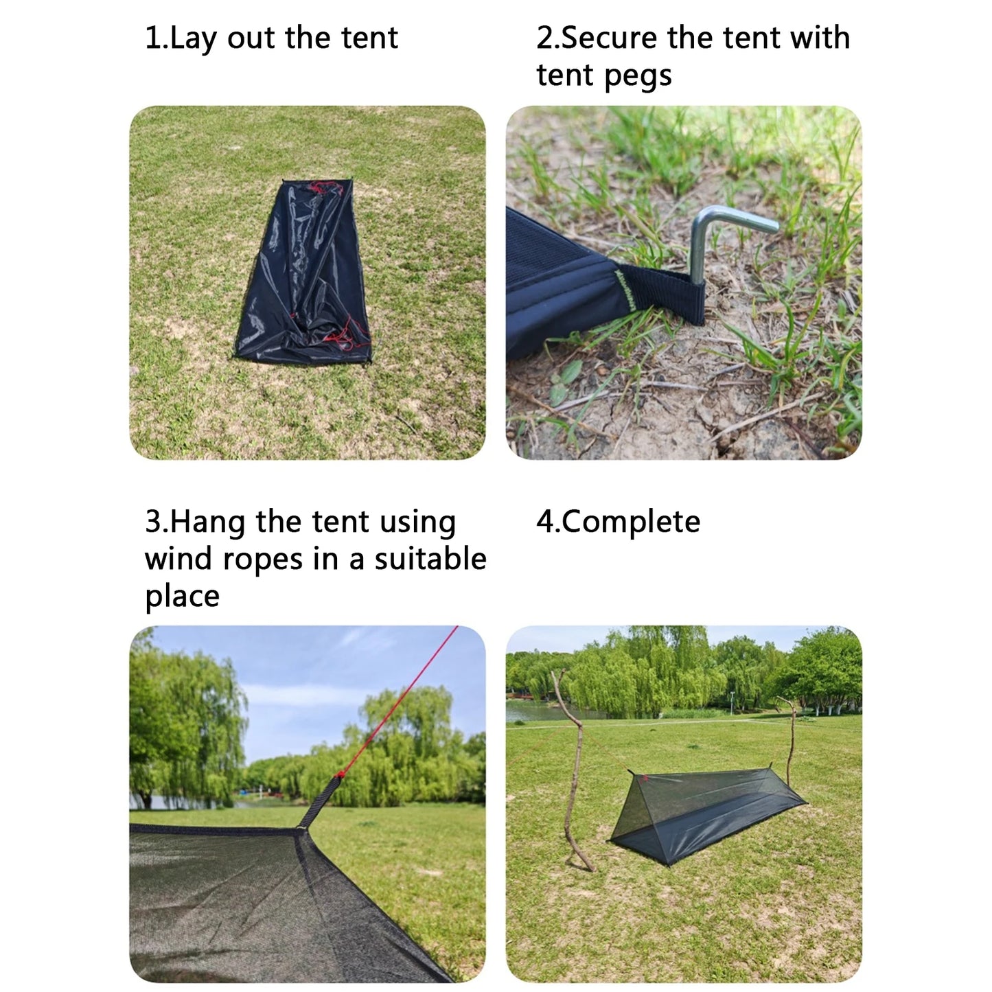 Outdoor Adventure Breathable Tent 40D Yarn Black Camping Tent Ultralight Poleless Compact Portable Tent Breathable Tent
