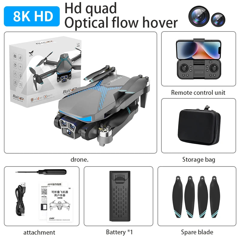 Drones 8k HD AE7 Brushless Motors Folding Aerial Drone Optical Flow Localization Four Sided Obstacle Avoidance Drone Toys Gifts