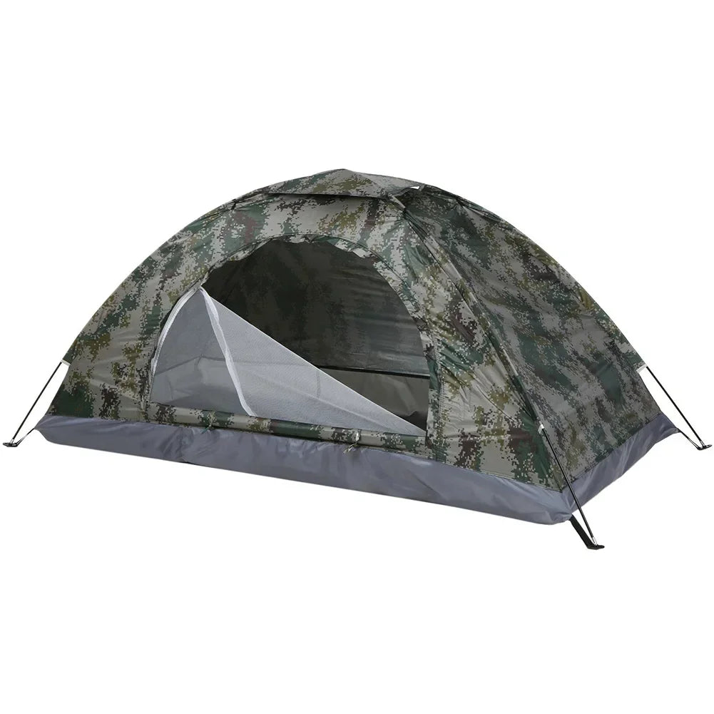 1×Ultralight Portable Camping Tent Single/Double Person Garden Tent With Anti-UV Coating Two Way Zip Hiking Fishing Travel