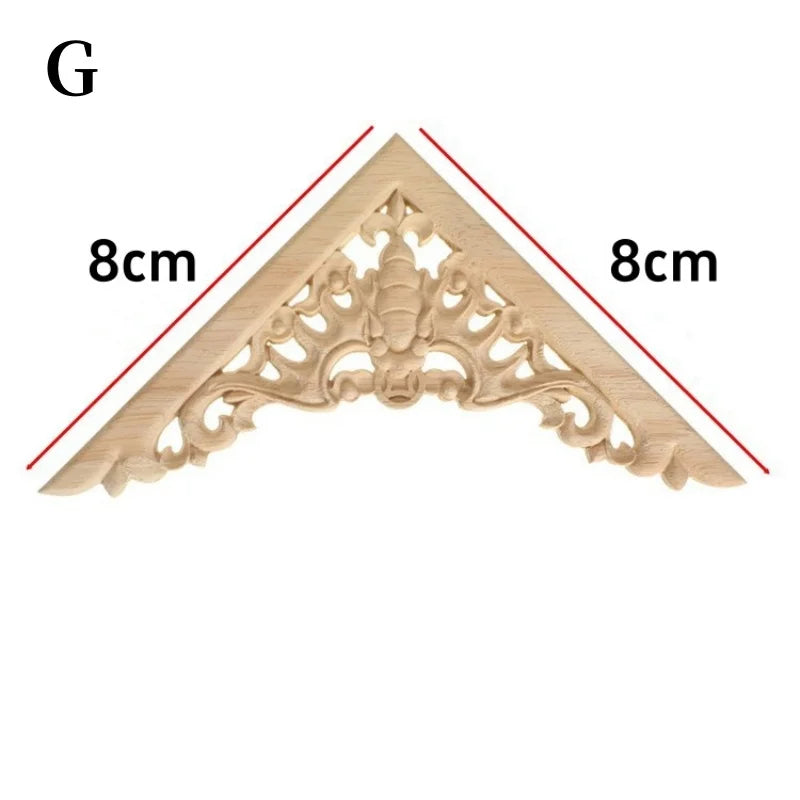 Decorative Wood Appliques and Onlays Natural Furniture Wall Door Wood Carving DIY Corner Frame Wood Craft Cabinet Wardrobe Decor