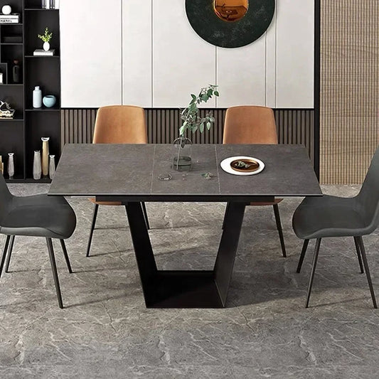 Dining Table Large Long Space Saving White Marble Marble Top Stainless Steel Frame Extendable Dining Table  restaurant