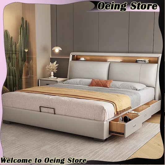 Nordic Twin Bed Unique Upholstered Headboards Luxury Bed Modern Queen Camas De Matrimonio Dormitorio Bedroom Set Furniture