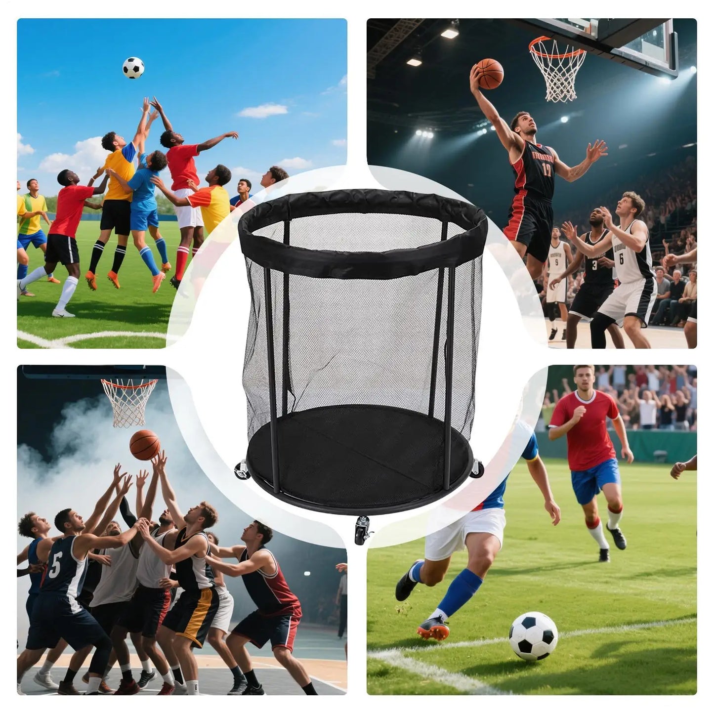 Outdoor Ball Storage Sports Ball Storage Portable Organizer Box  Large Capacity Basket Net for Outside Garage Sports Pool