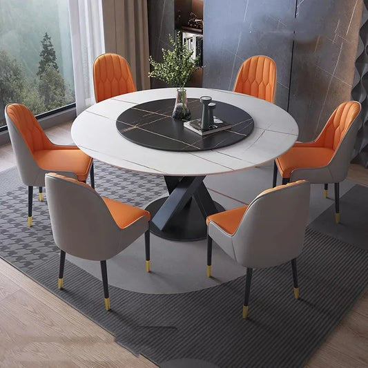 Living Room Dining Table Round Nordic Minimalist Marble Style Dining Table Beauty Comfy Mesas De Comedor Home Furniture