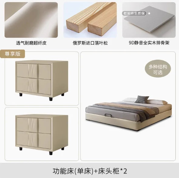 Double Queen Size Multifunctional Aesthetic Bed Nightstands Perfect Elegant Bedroom Decoration Cama Casal Home Accessories