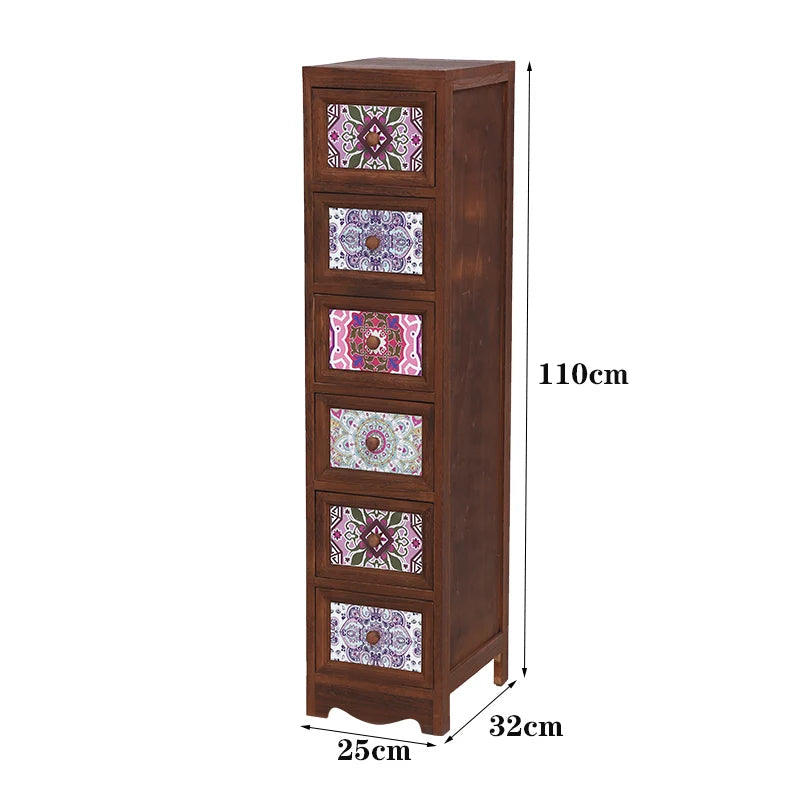 Narrow Storage Cabinet  American Style Solid Wood Storage Rack Large Capacity Multi-layer Storage Organizer Home Furniture