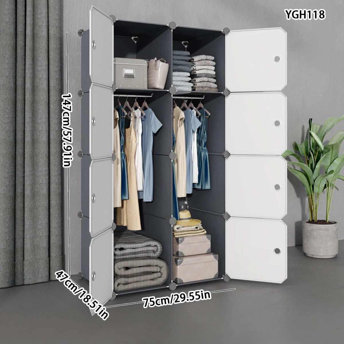 Simple Wardrobe Home Bedroom Assembly Storage Cabinet Rental Room Cloth Wardrobe Dormitory Small Storage Cabinet Strong and Durable