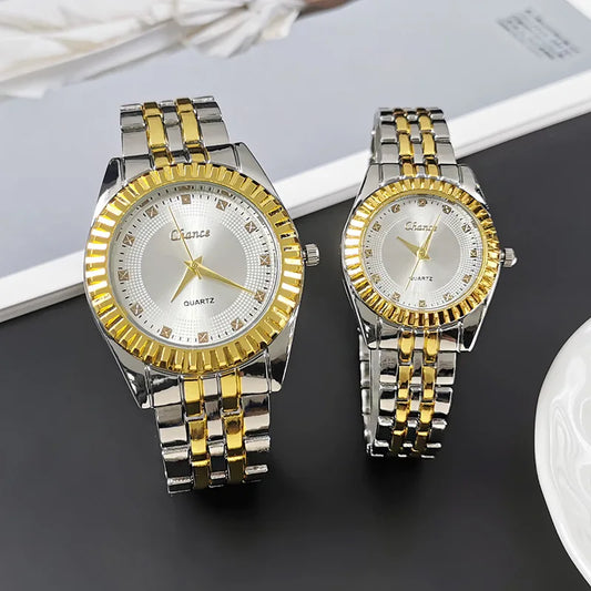 Men's and women's business watches, sun patterned quartz watches, alloy steel strips, couple watches