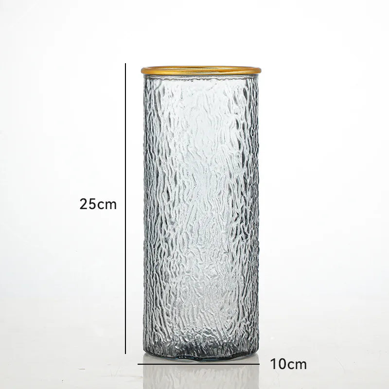 Stripe Glass Vases Flower Bottle Simple Vase Decoration Creative Primary Color Glass Water Nourishing Vase Living Room Table Dec