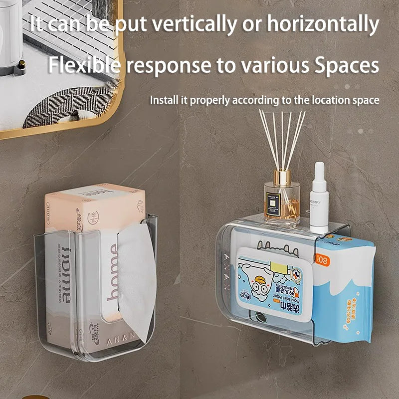 Bathroom Non Perforated Wall Mounted Wet Tissue Storage Box with Large Opening and Strong Load-bearing Capacity