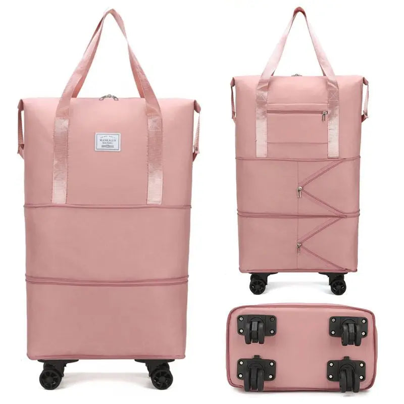 Large Capacity Travel Trolley Luggage Storage Bag With Wheels Waterproof Pulley Portable Collapsible Expandable Fashion Clothes