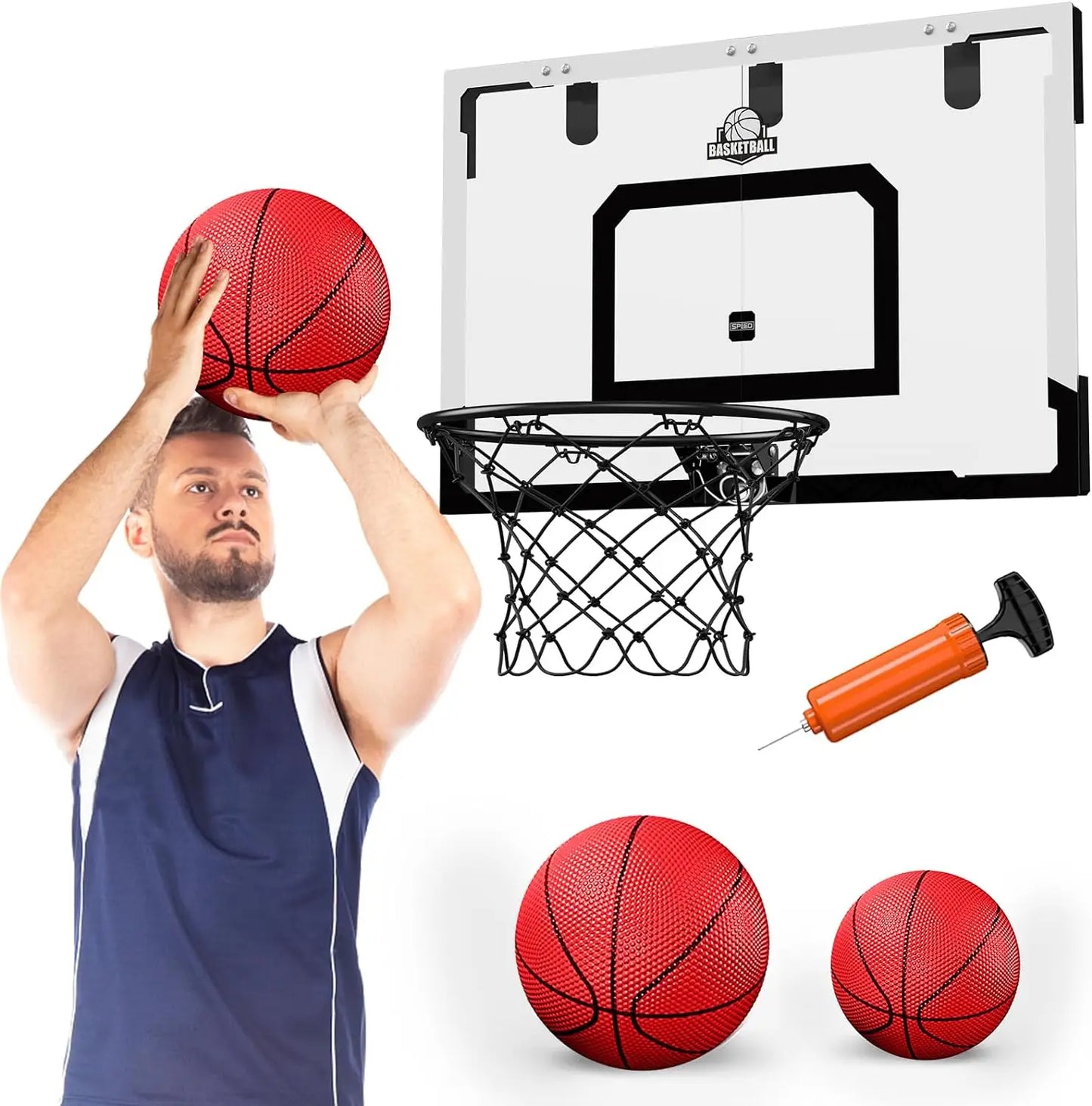 Indoor Basketball Hoop Set for Adults,Family Basketball Game for Door & Wall,Gift for Teens, and Adults,Halloween/Christmas