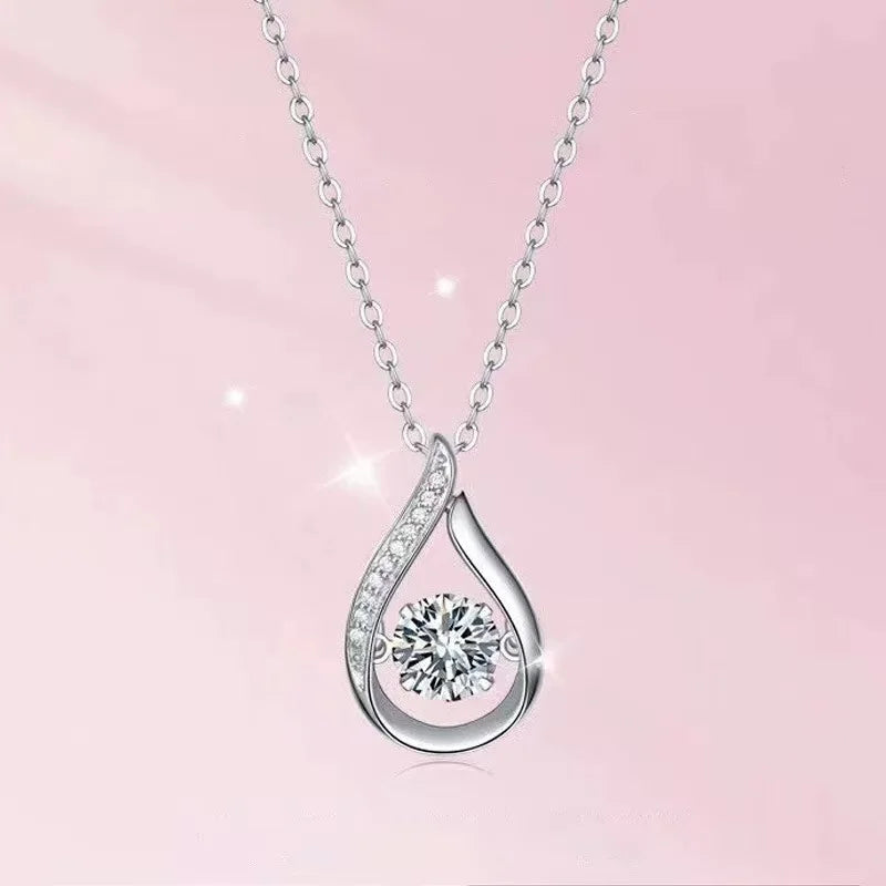 925 Sterling Silver Zircon Woman Necklace Shiny Charm Geometric Shape Pendant Choker Birthday Party Gift Exquisite Jewelry