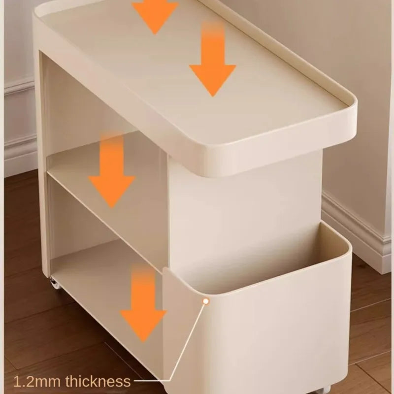 Mobile Coffee Table Side Cabinet Light Luxury High-end Feeling Living Room Table Small Cart Iron Bedside Shelf Storage Rack
