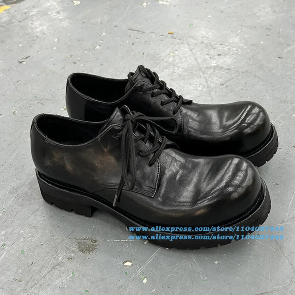 Men's shoes Stylish Black Shoes lace-up Slip On Casual Wear-Resistant Trendy Luxury Handmade Shoe Men's Shoes