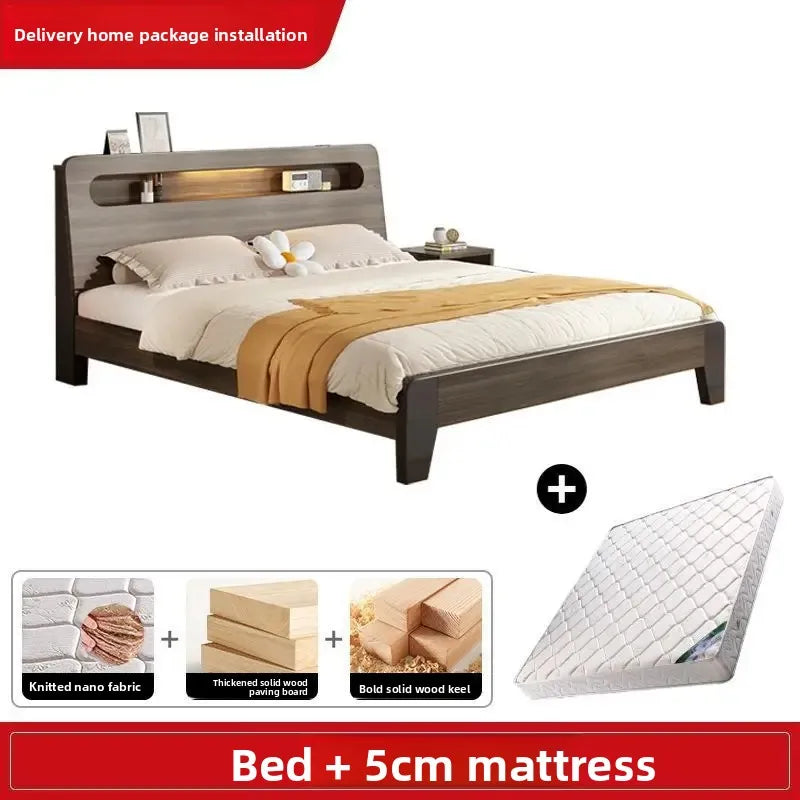 Solid Wood Bed, Single Bed, Simple Bed, Multiple Sizes To Choose From, Suitable for Bedrooms and Rental Houses