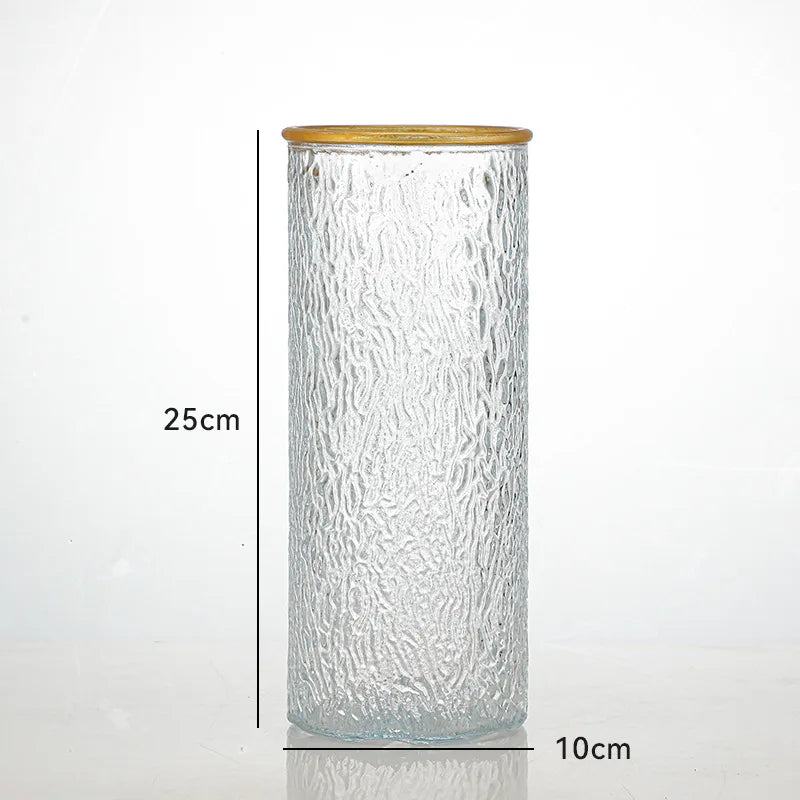 Stripe Glass Vases Flower Bottle Simple Vase Decoration Creative Primary Color Glass Water Nourishing Vase Living Room Table Dec