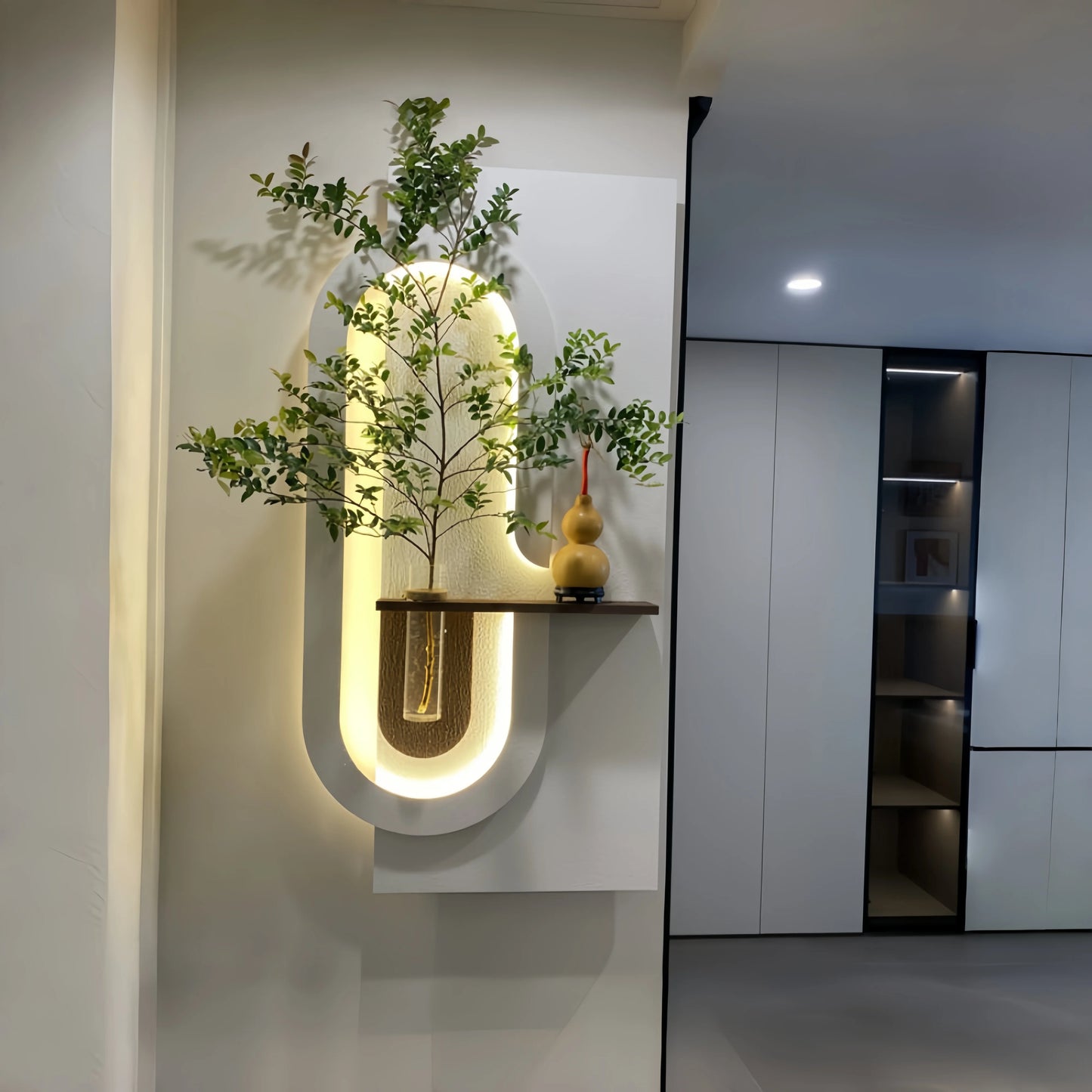 Entrance Decorations LED Wall Lamp Green Plant Corridor Hallway Modern Hanging Painting Lustre Living Room Home Vase Mural Light