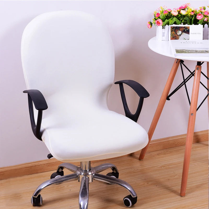 Swivel Chair Cover Solid Color Elastic Chair Protector Computer Office Chair Cover Back Cover Rotating Chair Slipcover Stretch