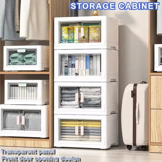 Large Capacity Storage Box Foldable Stackable Sundries Case Clothes Toy Snacks Sorting Bin for Home Bedroom Storage Organizers