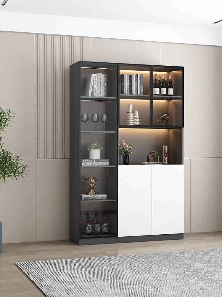 Modern simple light luxury living room storage cabinet Italian glass door wine cabinet dining room cabinet dining side