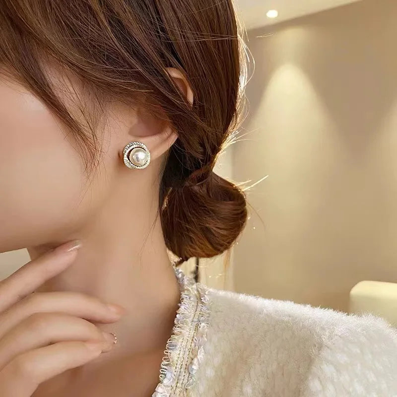 Real 18K Gold Pearl Earrings for Woman Luxury AU750 Trend Pearl Earrings  Fine Jewelry High-quality Banquet Gift