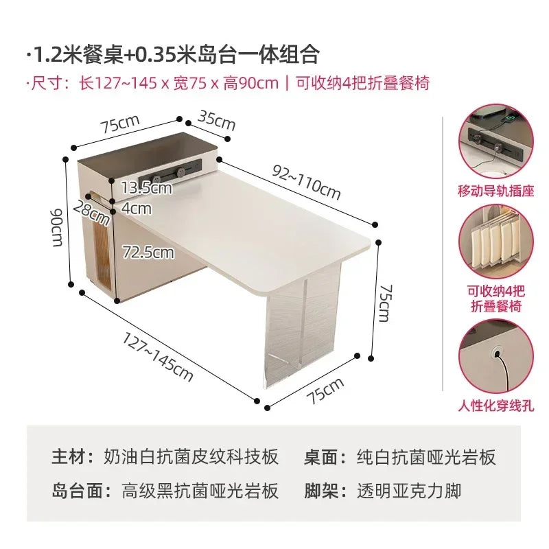 Kitchen Island Dining Table Integrated Retractable Stone Plate Household Small Apartment