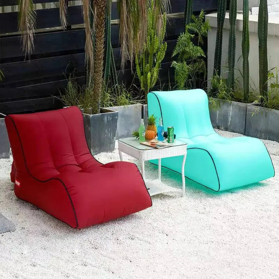 Outdoor Beach Inflatable Sofa Single Inflatable Sofa Lazy Cushion Bed Outdoor Furniture Camping Portable Folding Bed Seat