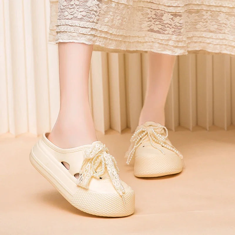 Women's Closed-Toe Slippers Outdoor Breathable Non-Slip Casual  Summer New Lightweight Breathable Comfortable Lazy Slip-On