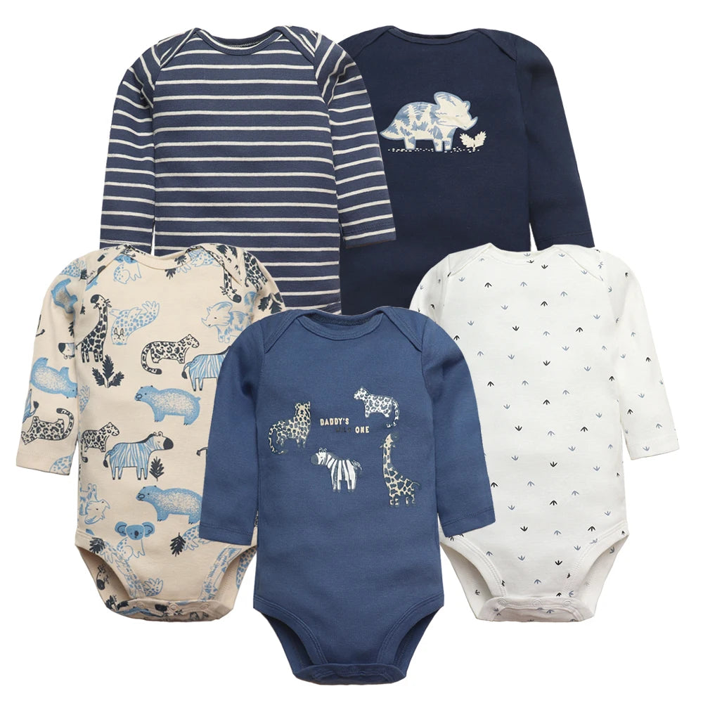 Newborn Baby Girl Clothes Long Sleeve 100% Cotton 5 PCS Baby Bodysuits Cartoon Underwear Infant Bebe Clothing 3-24M Jumpsuit