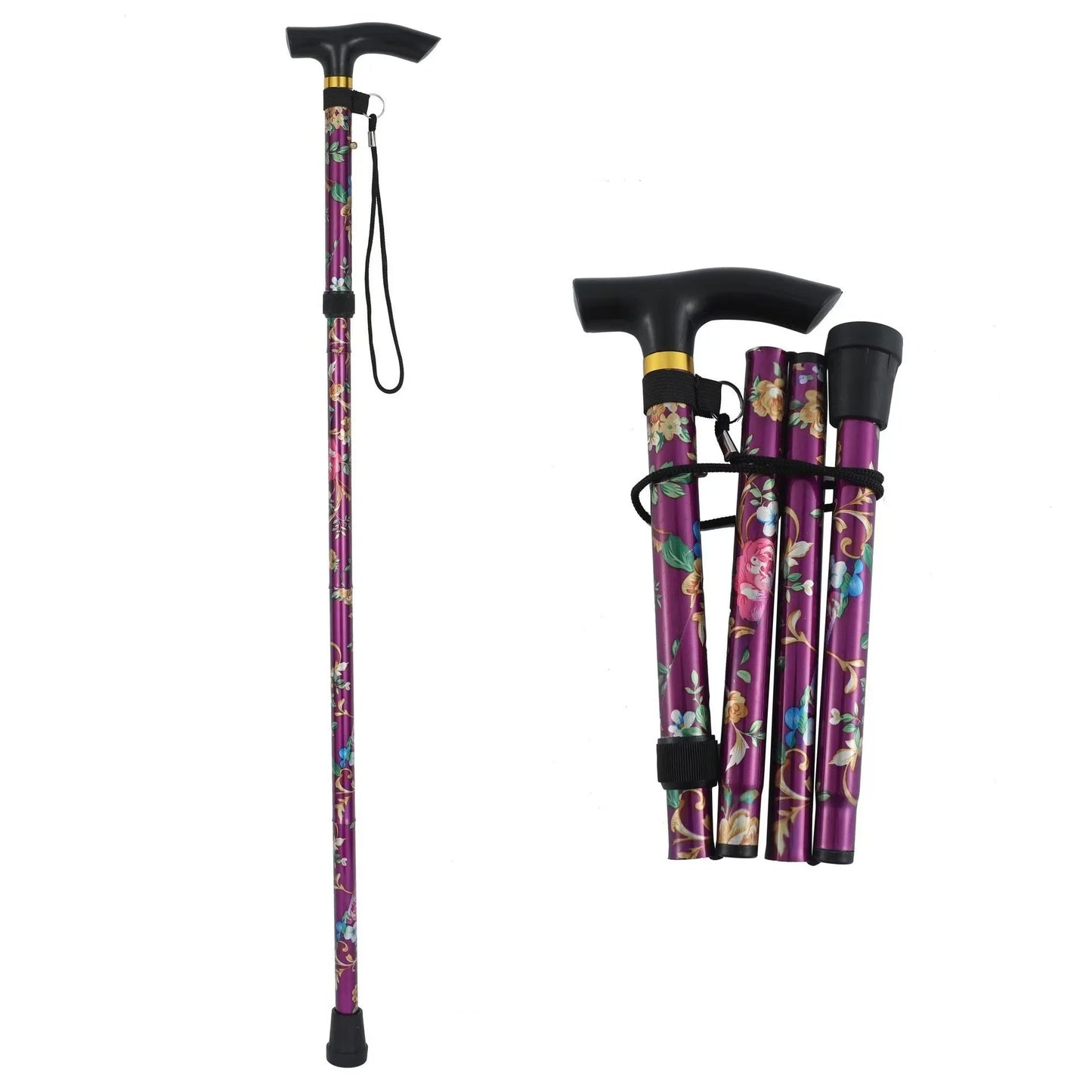 Outdoor Trekking Poles Portable Foldable Five Section Walking Pole Multi Function Telescopic Walking Stick Hiking Accessories