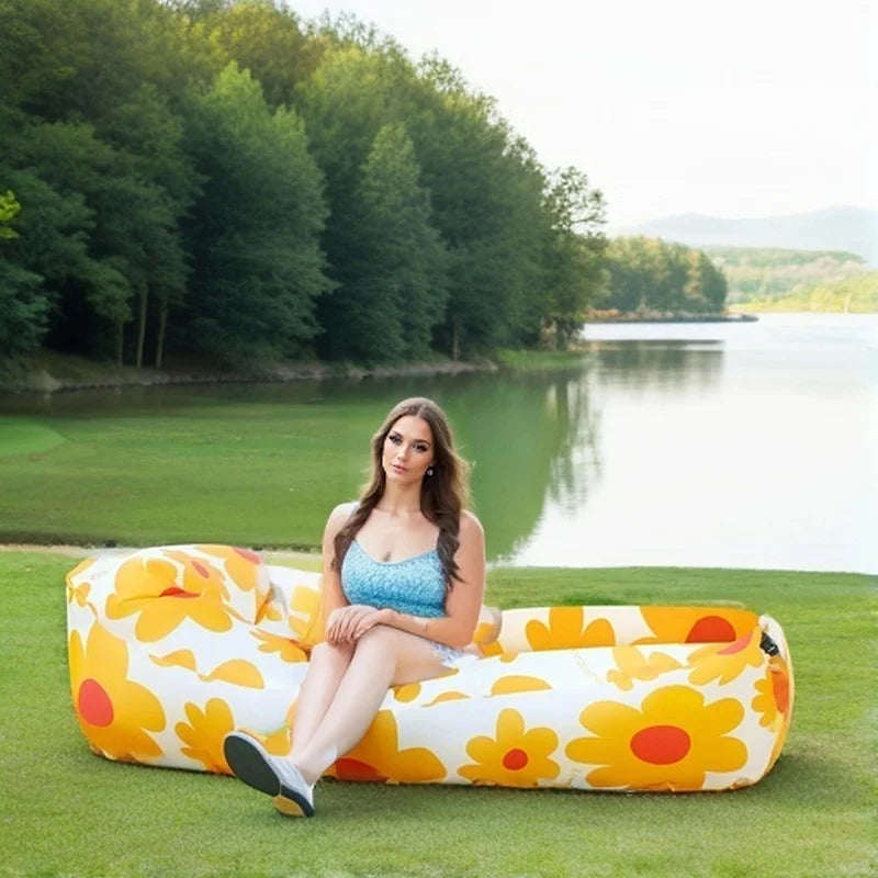 Outdoor Lazy Inflatable Sofa Portable Folding Inflatable Sofa Camping Inflatable Mattress Suitable For Travel Picnic Music Festi